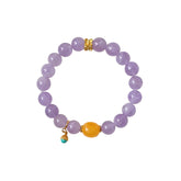 Qiongzhi Yueye | Natural Lepidolite & Beeswax Bracelet – Elegant Purple Pink Crystal for Good Fortune